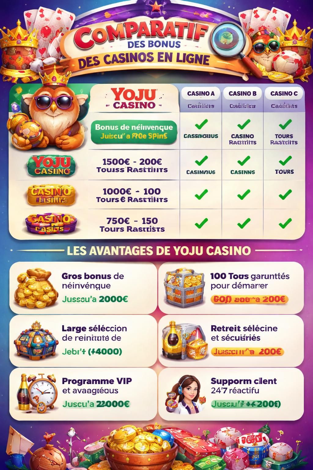 découvrez notre comparatif détaillé des bonus proposés par yoju casino et ses principaux concurrents pour profiter des meilleures offres de jeux en ligne.